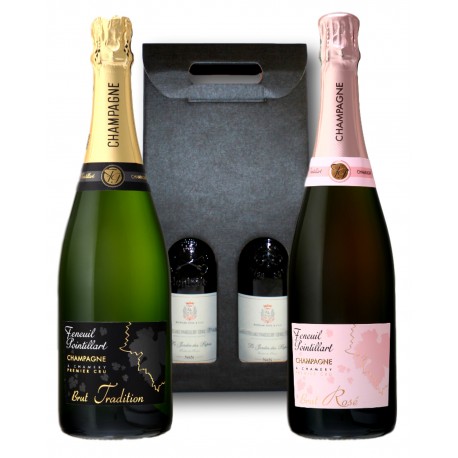 Coffret Cadeau Champagne Brut et Brut Rosé