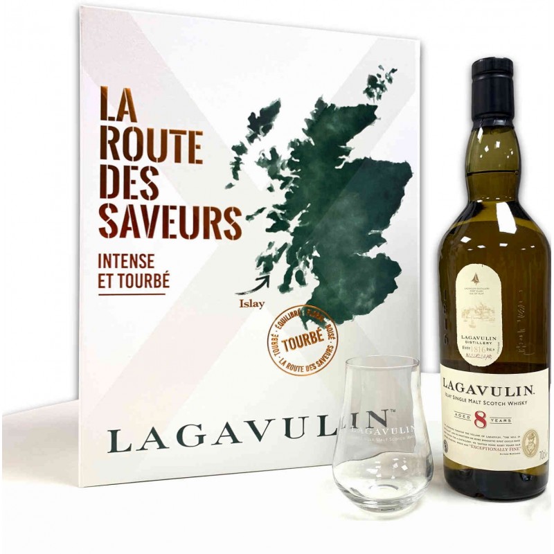 Coffret Cadeau Whisky LAGAVULIN 8 ans + 2 verres